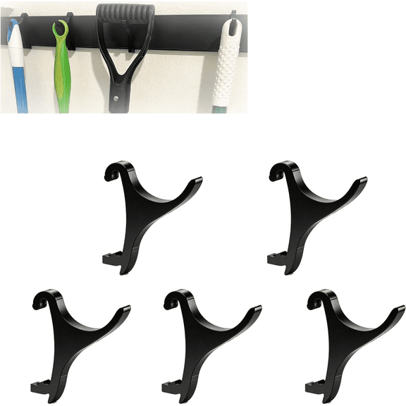 Utility Hooks Compatible with Rubbermaid Fasttrack Rail Hooks Set of 5 Sliding Garage Organizer Hooks for Wall Storage Track, Heavy Duty Tool Holder for Workshop and Home Use