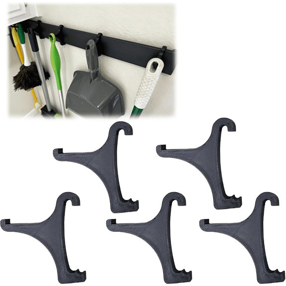 Utility Hooks Compatible with Rubbermaid Fasttrack Rail System, Heavy Duty Garage Storage Hooks for Tools, Cords, Ladders, Garden Equipment & Wall Organization 5Pcs