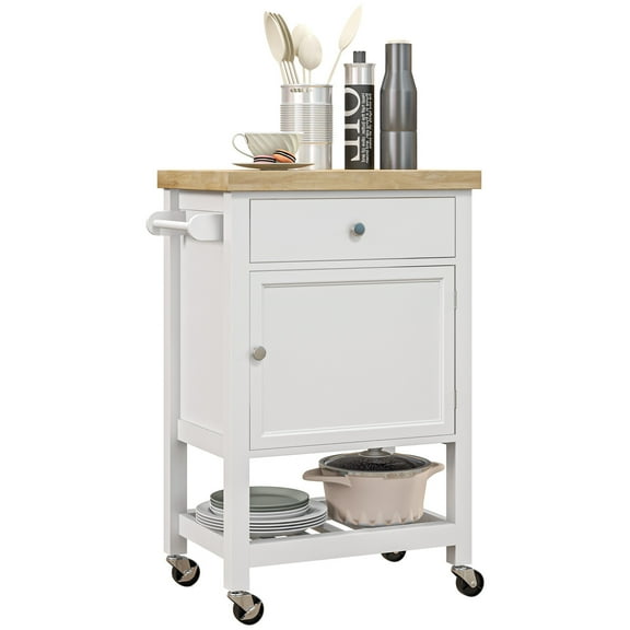 Utility Kitchen Cart: Rolling Kitchen Island with Butcher Block & Storage