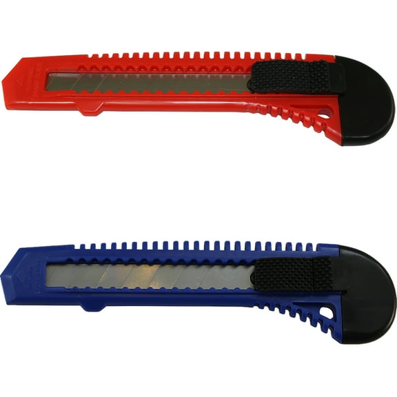 Utility Knife Box Cutter Retractable Blade Snap Off Razor Knife with Safety Lock 5" Wholesale lot - 48 Red, 48 Blue