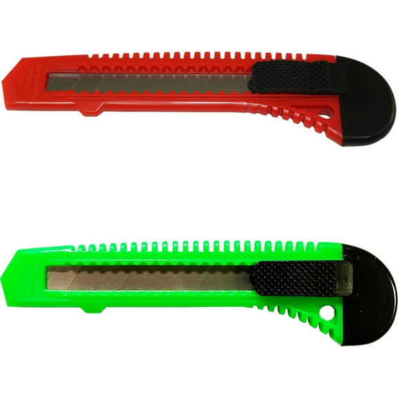 Utility Knife Box Cutter Retractable Blade Snap Off Razor Knife with Safety Lock 5" Wholesale lot  - 48 Red, 48 Neon Green
