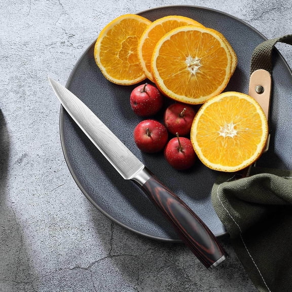 Utility Knife, Chef Knife, Ultra Sharp High Carbon Stainless Steel, Multipurpose Paring Knife for Fruit and Vegetable Cutting with Wooden Handle