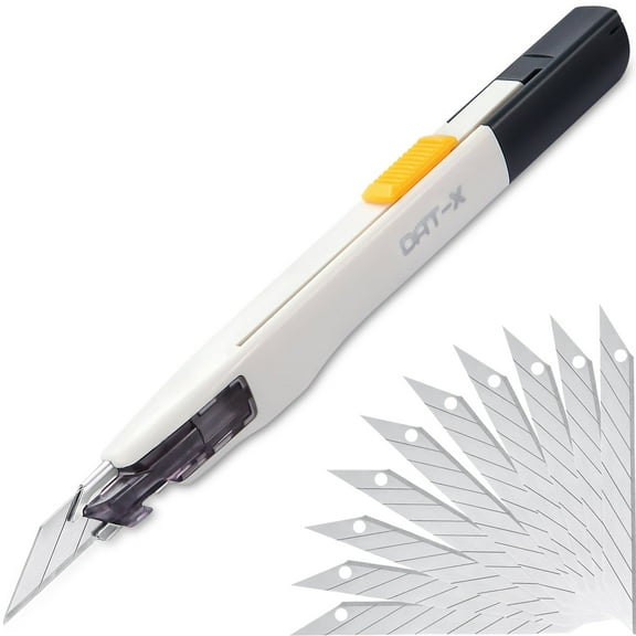 Utility Knife, DAT Series-X Portable Box Cutter, Fine Point Arts and Crafts Blade for Precision Cutting, with 10 Blade Pieces