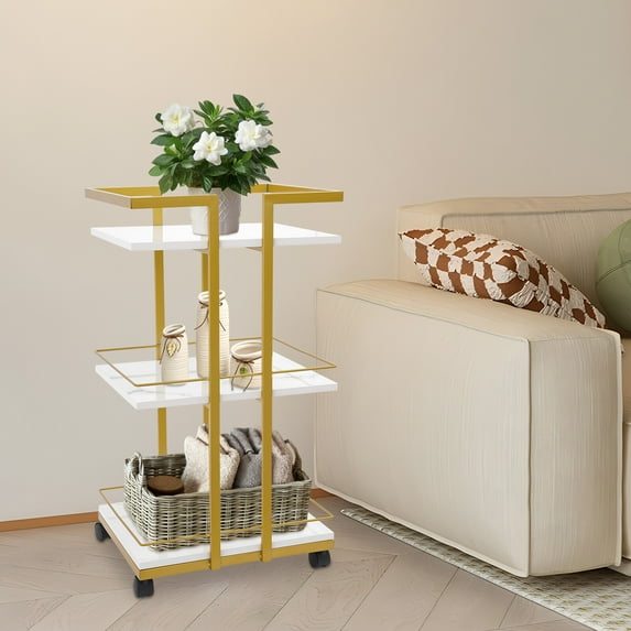 Utility Manicure Open Design Metal Storage Rolling Barber Cart Bar Cart with Wheels