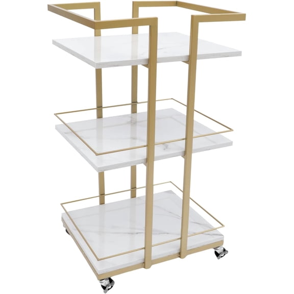 Utility Manicure Trolley, 3 Layers Storage Rolling Barber Cart with Wheels, Multi-Purpose Rack Heavy-Duty Trolley