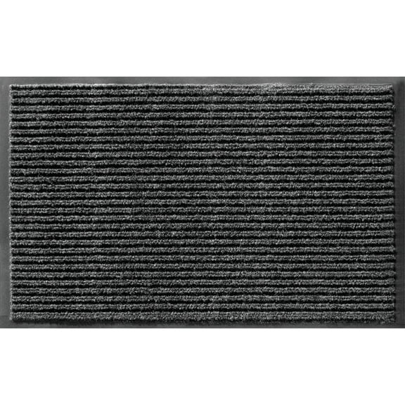Apache Mills Utility Door Mat Ribbed - Rubber Backed, Non Slip, 3' x 5', Pepper — Residential Use, Standard Application