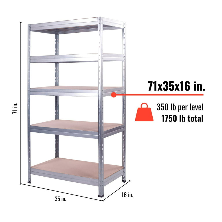 Lundys 71 H x 35.5 W x 16 D 5-Tier Adjustable Metal MDF Storage Rack Shelves Boltless Shelving The Twillery Co. Finish: Black