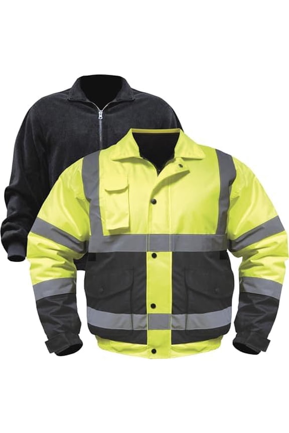 Utility Pro Men's Class 3 High Visibility 3-in-1 Bomber Jacket with Teflon Fabric Protector - Lime/Black, Large, Model Number UHV563$$Tools & Hardware Other
