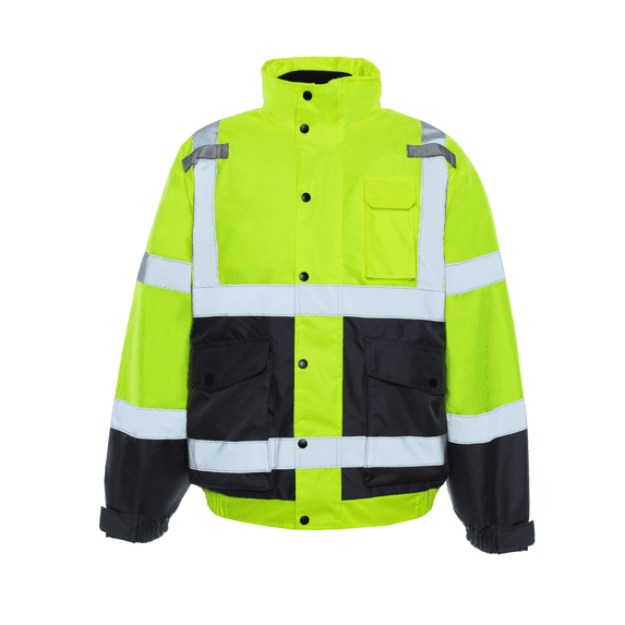 Utility Pro Men's Class 3 High Visibility 3-in-1 Bomber Jacket with Teflon Fabric Protector, Lime/Black, XL, Model# UHV563