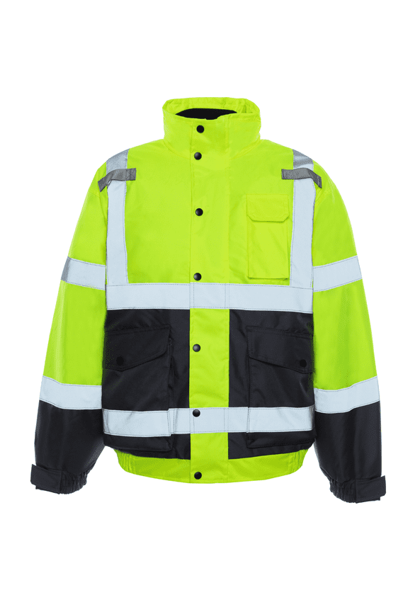 Utility Pro Men's Class 3 High Visibility 3-in-1 Bomber Jacket with Teflon Fabric Protector, Lime/Black, XL, Model# UHV563