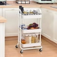 thumbnail image 1 of Utility Rolling Cart with Lockable Wheels, Multi-Purpose Storage Organizer, White, 1 of 7