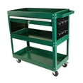 thumbnail image 1 of Utility Rolling Tool Cart with 1 Drawer and 3 Trays, Heavy Duty Metal Garage Organizer with Wheels, Hooks and Locking System, Tool Storage Cabinet Cart for Garage, Warehouse & Repair Shop, Green, 1 of 9