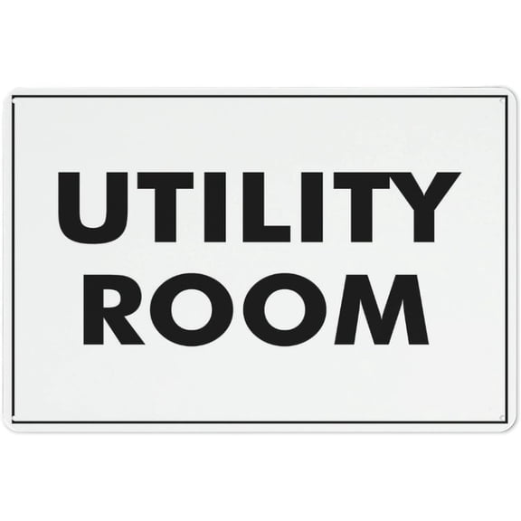 Utility Room Reflective Aluminum Metal Warning Sign 8"x12", Symbol Included Durable, For Indoor Outdoor Facility Identification