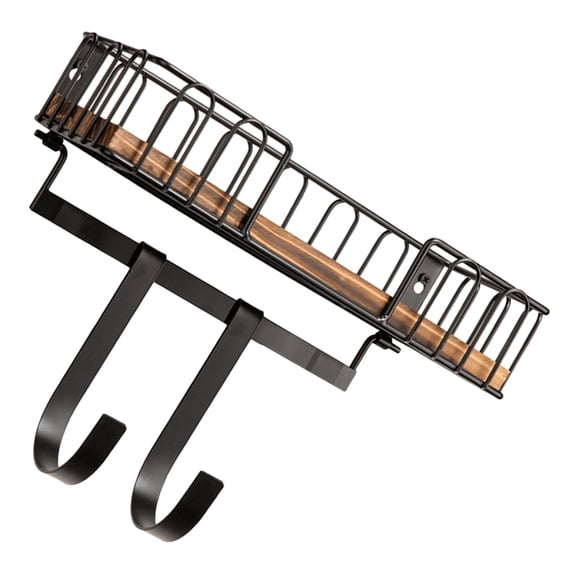 Wall Mount Hanger with Shelf Removable Hook for Storage Use in Black Color