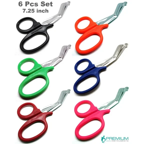 Utility Scissors 7.25" Multi-Purpose Diy Emt Ems Bandage Shears Set Of 6