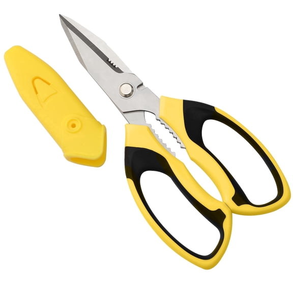 Utility Scissors AllPurpose HeavyDuty 8 Inch Multipurpose Shears, Comfort Grip Sharp Serrated Stainless Steel Blades, for Cutting Carpet Cardboard Wire Fabric, Kitchen Garden Office Craft