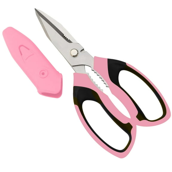 Utility Scissors Heavy Duty: 8-Inch sharp Scissors All Purpose heavy duty, Serrated Blades Cut Carpet, Cardboard, Wire, Leather, Fabric, Multipurpose Shears for Kitchen, Garden, Office, Craft