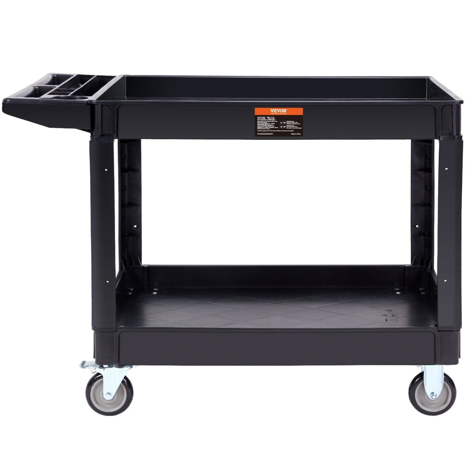 Utility Service Cart 2 Shelf 550LBS Heavy Duty Plastic Rolling Utility ...