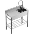 thumbnail image 1 of Utility Sink Free Standing Single Bowl Kitchen Sink,Stainless Steel Utility Sink with Cold and Hot Water Pipe,Commercial Kitchen Utility Sinks for a Laundry Room,Bathroom,Kitchen, Indoor & Outdoor, 1 of 7