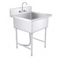 thumbnail image 1 of Utility Sink ,Kitchen Sink with Hot & Cold Water Pipes Include Faucet & legs, Heavy Duty Free-Standing Commercial Sink for Catering Truck Station, 1 of 8