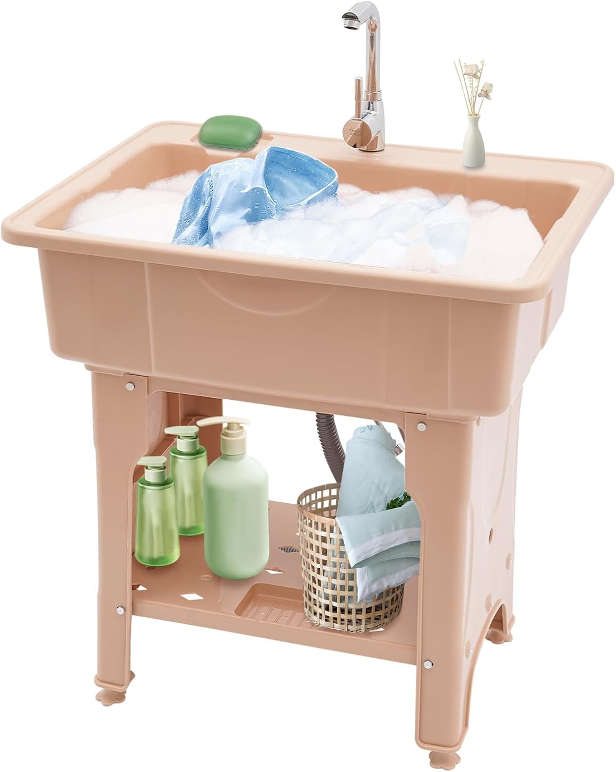 Utility Sink Laundry Tub,Freestanding Plastic Laundry Sink with ...