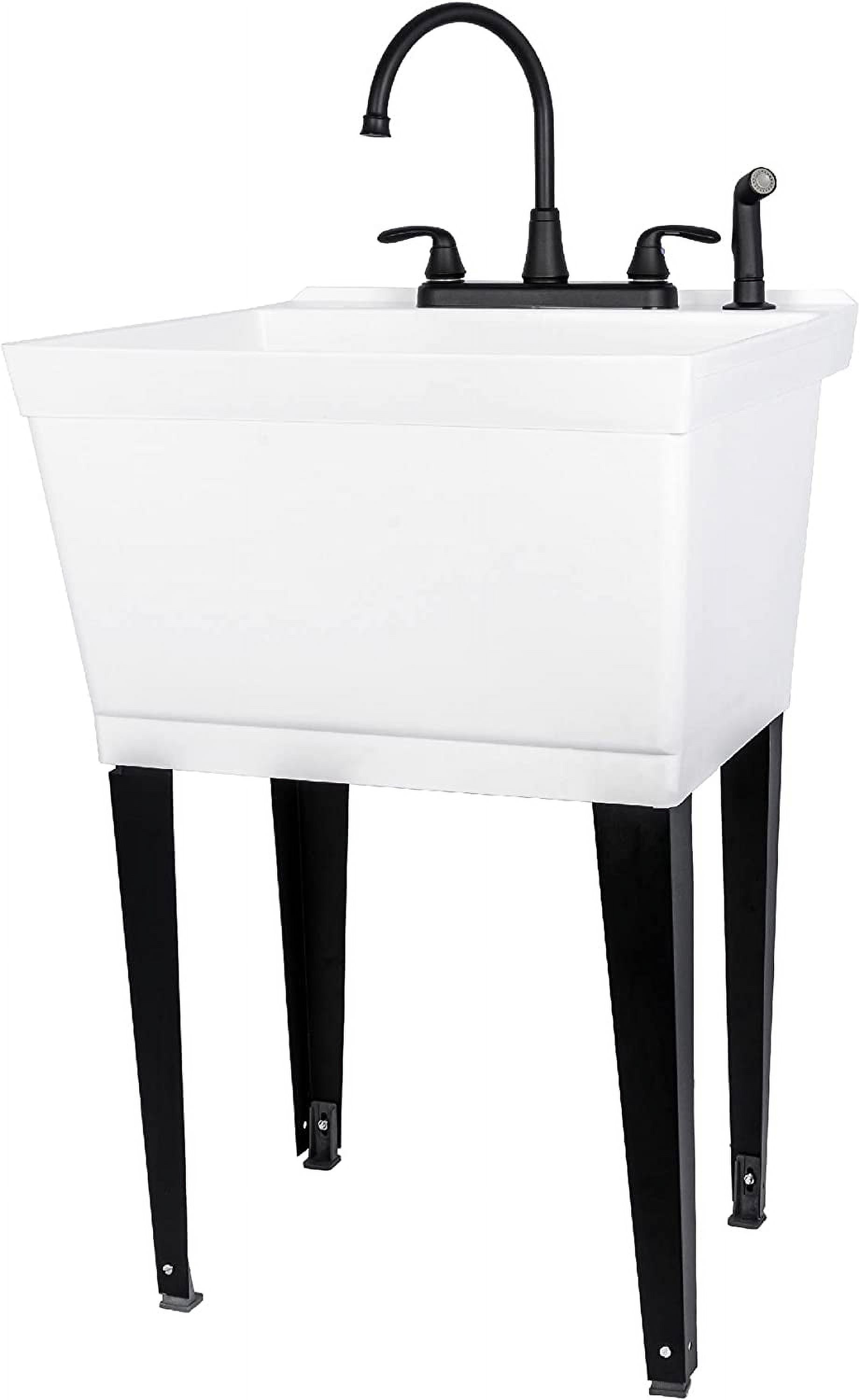 Utility Sink Laundry Tub with Gooseneck Faucet by CXIAN, Heavy Duty