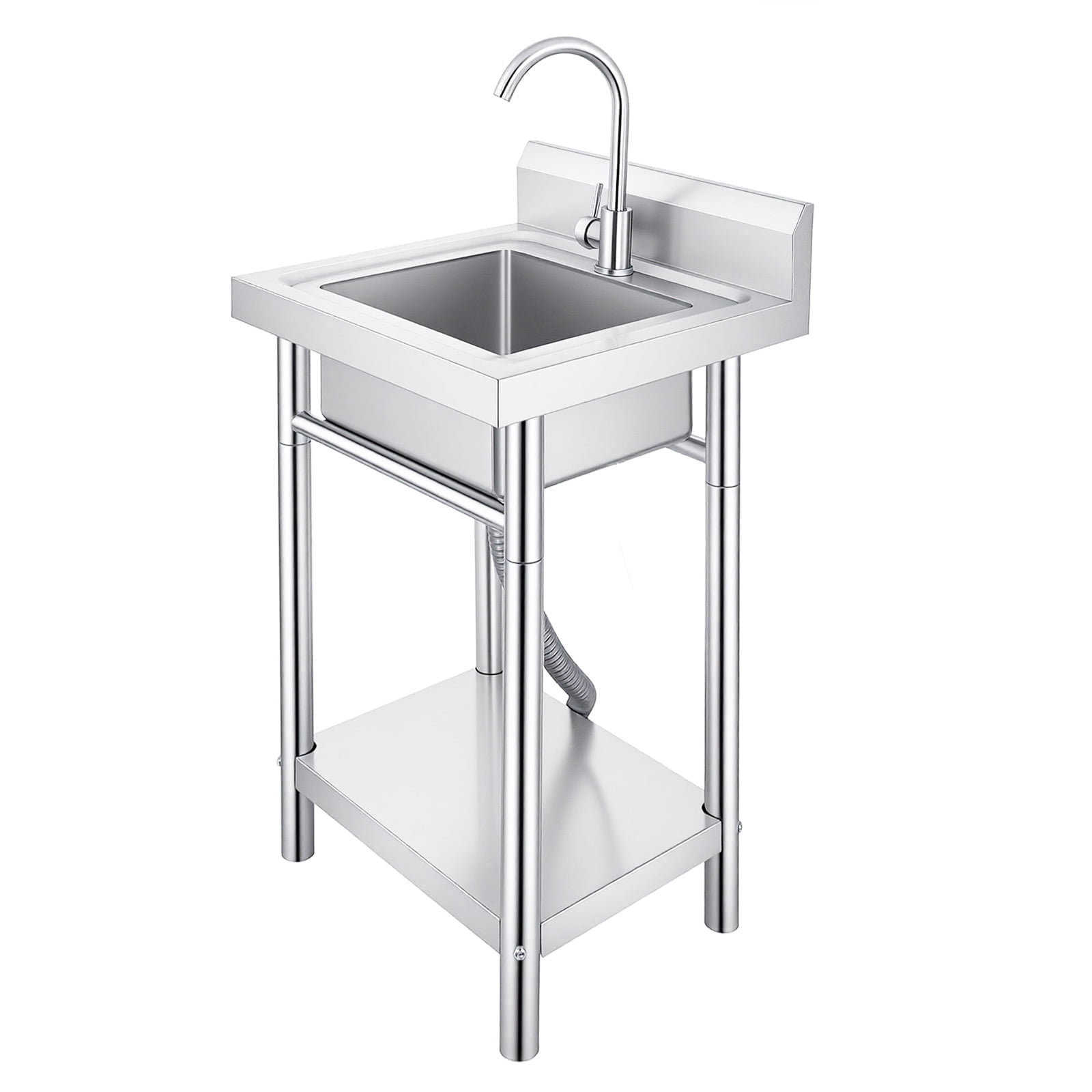 Utility Sink with Cold & Hot Water Faucet,Free Standing Sink,Freestanding Single Bowl Laundry Sink for Villa Laundry & Cleaning Area