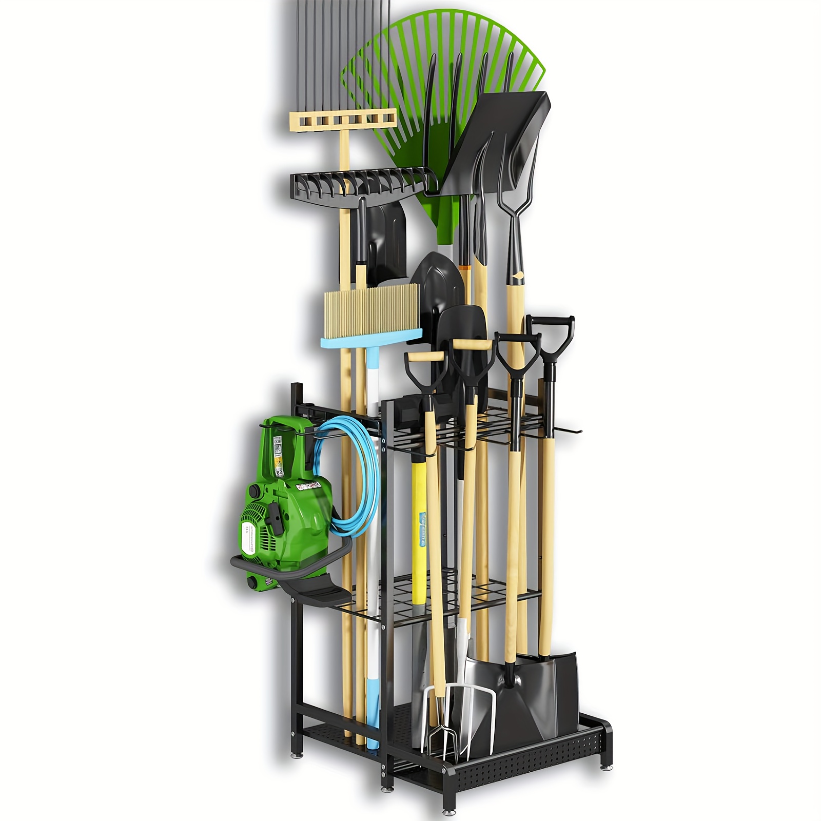 Utility Storage Racks with Hooks, Metal Yard Tool Stand Holder ...