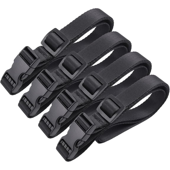 Utility Straps with Quick Release Buckle, Nylon Backpack Accessory Sleeping Bag Strap, Adjustable for Hiking, Travel, Outdoor Sports-4 Pack (Black, 0.75" W-40” L)