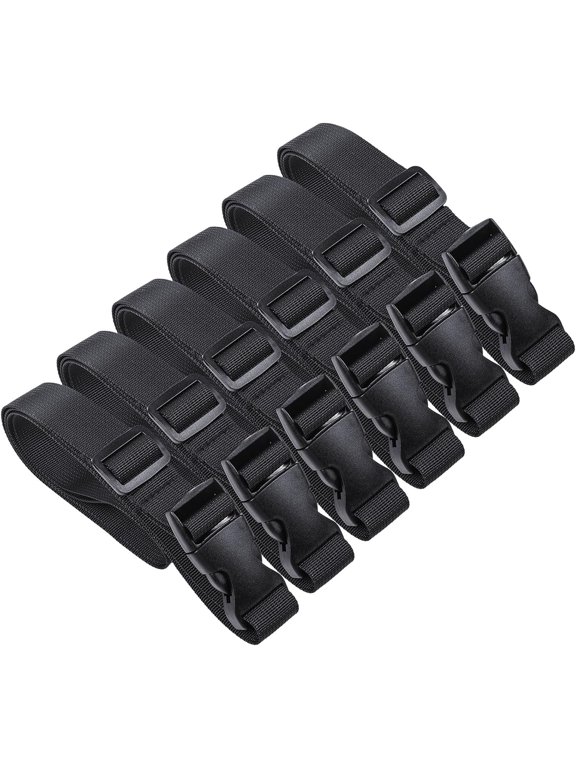 Utility Straps with Quick Release Buckle 47inch, 6 Pcs Nylon Backpack Luggage Straps, Black Adjustable Strap for Packing Travel Outdoor Sports