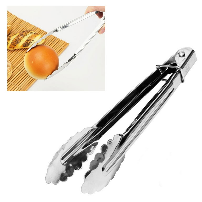 12 Inch One Hand Operation Cooking BBQ Tongs Stainless Steel