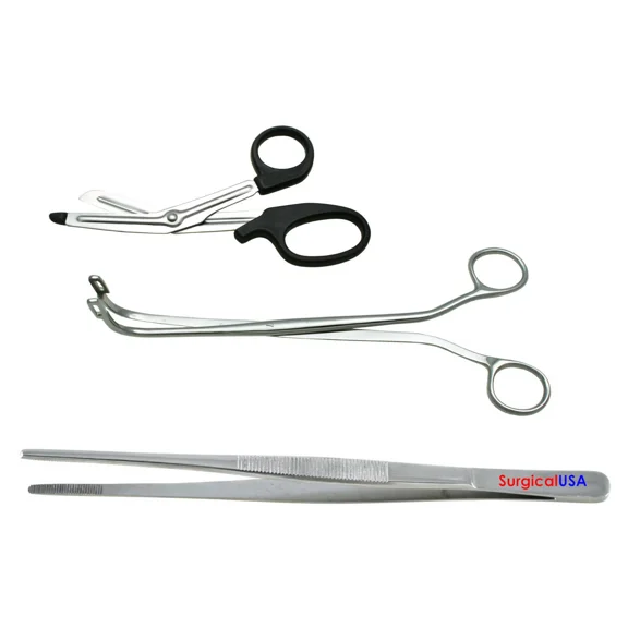 Utility Tool Set Of 3 Instruments Shears Grasping Forceps Long Tong Pickup Tools