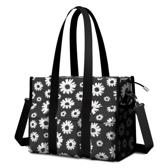 Utility Tote Bag for Women with 11 Pockets, Boho Teacher Tote with Top Zipper Closure & Thick Bottom Support, Waterproof Beach Bag Work Laptop Bag for Teachers, Students, Artist, Nurse Purse