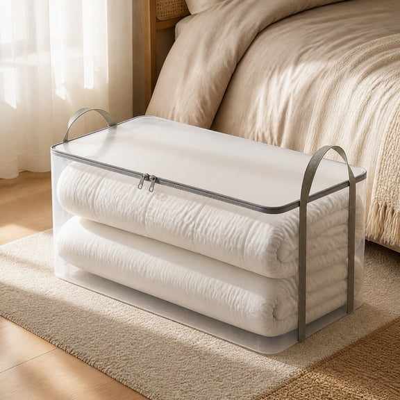 Utility Tote, Large Capacity Semi Transparent Reinforced Sack With Long Grips, Wear Resistant Household Storage Bag