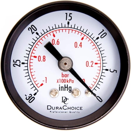 Utility Vacuum Pressure Gauge, , Black Steel Case, 1/8" NPT, Center Back Mount, 30HG/0PSI