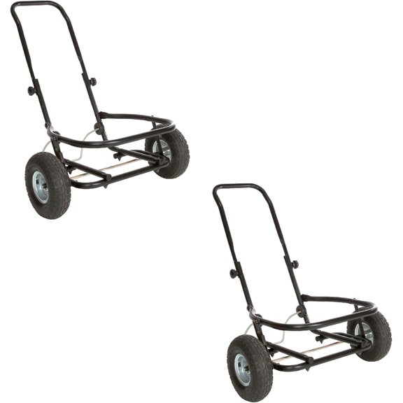 Utility Wagon, 70-Qt Tub Compatible, 350-Lb, Black, 2-Pack | Two-Wheel Pneumatic Tires, Adjustable Handle, Retractable Kickstand, Foldable, for Feed Sacks, Bales, and Garbage Cans