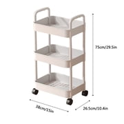 Utility and Rolling Carts 3-Tier Rolling Storage Cart with Wheels- Plastic Multi-Room Organizer for Kitchen- Living Room-Office -Bathroom