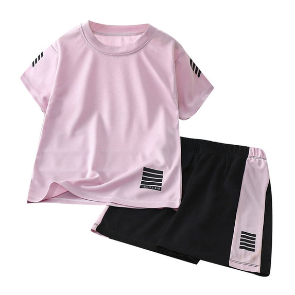 Utlike 2 Pcs Boys Athletic Short Sets Summer Kids Toddler Baby Unisex Print Short Sleeve Sports T-Shirt Shorts Outfits Boys Tracksuit Size 12 Months-18 Months
