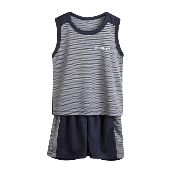 Utlike 2 Pcs Boys Athletic Short Sets Summer Toddler Sleeveless Fashion Patchwork Color Breathable Mesh Cool Tops Shorts 2Pcs Sports Outfits Set Boys Tracksuit Size 4 Years-5 Years