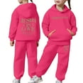 thumbnail image 1 of Utlike 2 Pcs Girl'S Sweatsuit 2 Piece Outfits Casual Graphic Long Sleeve Hoodies Sweatshirts And Sweatpants Set Fall Festival Outfits For Girl Size 4 Years-5 Years Hot Pink, 1 of 7