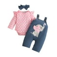 thumbnail image 1 of Utlike 2 Pack Girls Outfits Infant Long Sleeve Dot Prints Romper Bodysuit Cartoon Suspender Pants Clothing Set Going Out Outfits For Girl Size 6 Months-12 Months Pink, 1 of 7