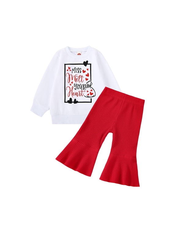 2 Pcs Girls Outfits Toddlers Clothing Set Long Sleeve Tops& Pants Set For Kids Cute Clothes For Kids Children'S Suit Size 4 Years-5 Years
