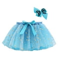 thumbnail image 1 of Utlike 2 Pcs Girls Skirts Colourful Star Glitter Layered Puffy Tutu Tulle Skirt With Hairband For Party Dance Performance Back To School Mini Skirt For Girl Size 5 Years-8 Years, 1 of 4