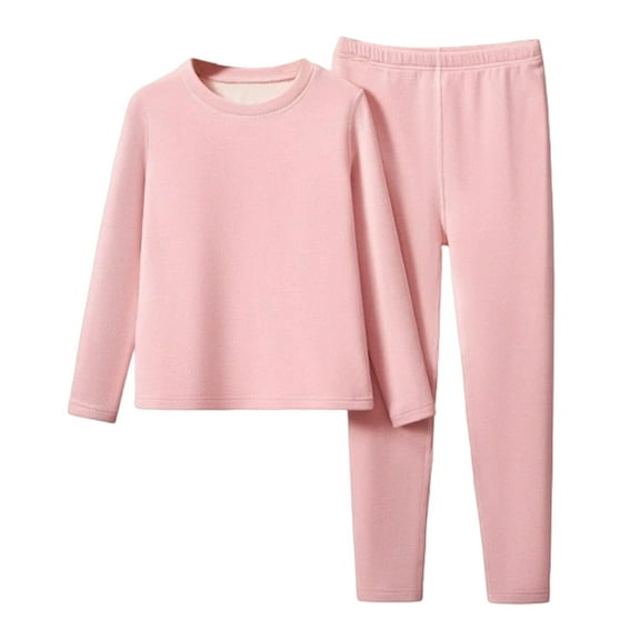 Utlike 2 Pcs Girls Thermal Underwear Set Soft Long Sleeve Kids Base Layer Clothing Set Cozy Winter Pajamas For Toddler Back To School Outfits For Girl Size 4 Years Pink