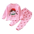 thumbnail image 1 of Utlike 2 Pcs Pajama Sets For Girls Soft Long Sleeve Kids Sleepwear Loungewear Clothing Set First Day Of School Outfits For Girl Size 6 Years-7 Years Pink, 1 of 2