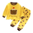 thumbnail image 1 of Utlike 2 Pcs Pajama Sets For Girls Soft Long Sleeve Kids Sleepwear Loungewear Clothing Set First Day Of School Outfits For Girl Size 6 Years-7 Years Yellow, 1 of 2