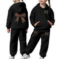 thumbnail image 1 of Utlike 2 Pcs School Outfits For Girls Long Sleeve Solid Color Warm Hoodie Pullover Tops Pants Kids Clothing Set Sweat Suit Back To School Outfits For Girl Size 2 Years-3 Years Black, 1 of 7