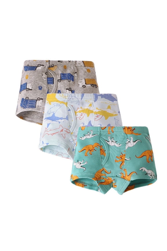 3 Pack Boys Underwear Baby Stretch Cotton Boxer Briefs Cute Cartoon Underpants Print Cooling Trunks Infant Skin Friendly Panties Set Size 2 Years-3 Years