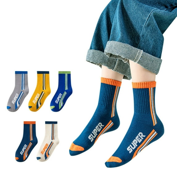 Utlike 5 Pairs Boys Socks New Cute Crew Socks Athletic Socks For Boy Size 3 Years-5 Years