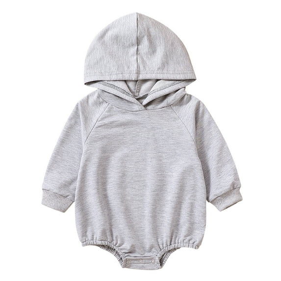Utlike Baby Boys Bodysuits Long Sleeve Solid Color Hooded Pullover Romper Sweatshirt Athletic Fit Onesies Daily Wear Size 12 Months-18 Months